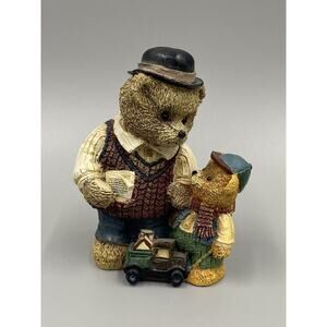 Vintage 1996 Antique Teddies Fred & Eddy “I Love You Daddy” Bear Figurine 4”